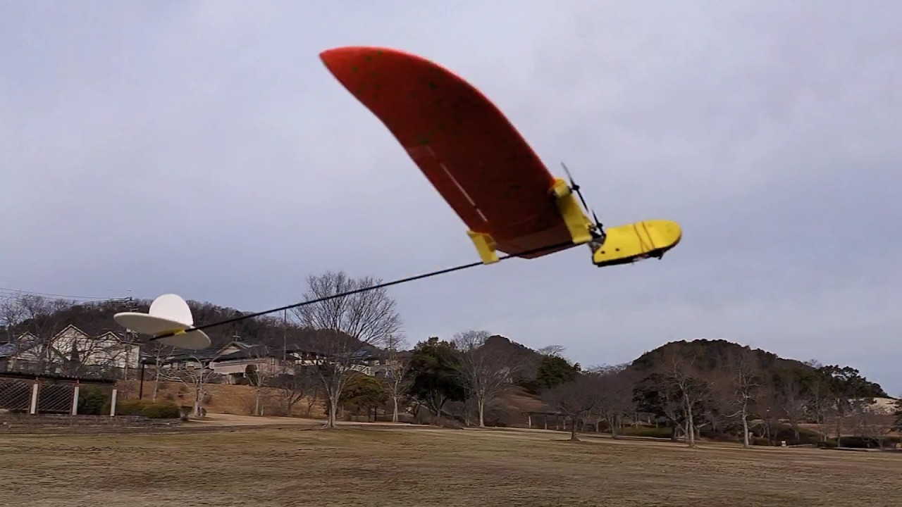 ダイソーグライダーの主翼を飛ばしました