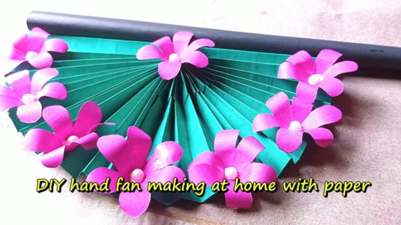 DIY hand fan making at home with paper - YouTube