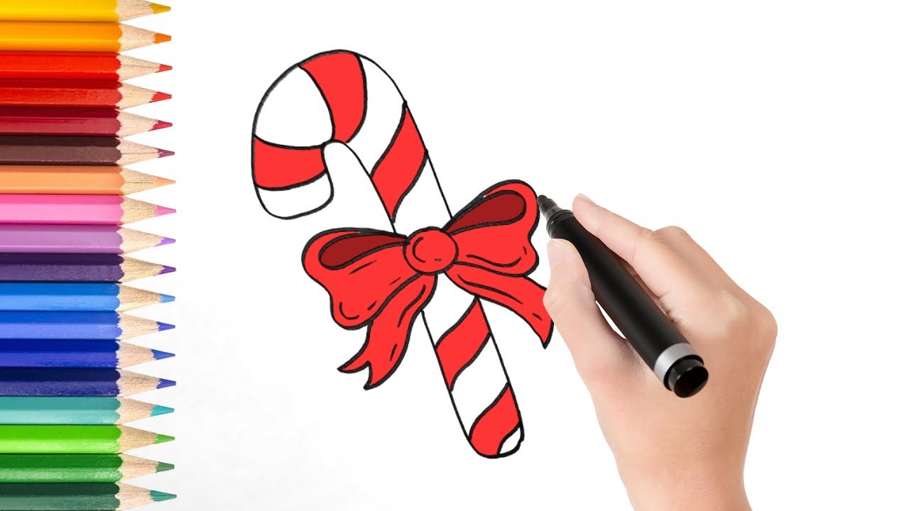 How to draw cartoon candy cane