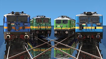 4 TRAINS RUNNING AT BRANCHED FORKED RAILROAD CROSSING | Bumpy Railroad Tracks Crossing | #railroad