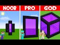 SECRET PORTAL HOUSE BUILD CHALLENGE! GIANT PORTAL BASE in Minecraft NOOB vs PRO vs GOD!