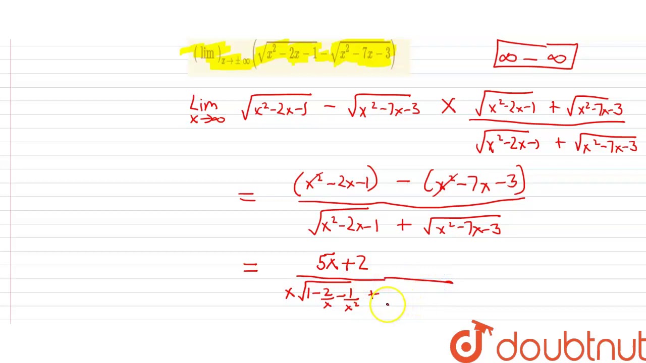 Evaluate The Following Limit Lim Sqrt X 2 2x 1 Sqrt X 2 7x 3 Youtube Evaluate The Following Limit Lim Sqrt X 2 2x 1 Sqrt X 2 7x 3 Youtube
