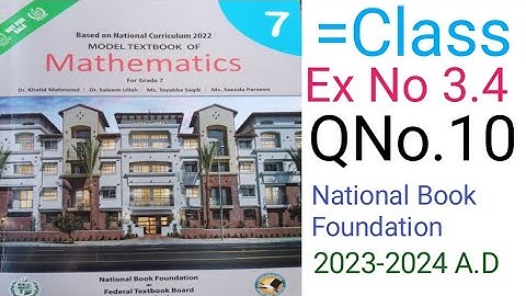 Mathematic Class 7 Exercise 3.4 Question No 10 National Book Foundational