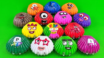 Mixing Rainbow CLAY with Numberblocks in Seashell Coloring! ASMR