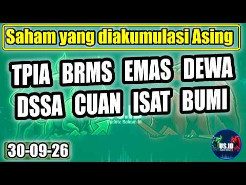 300926 SAHAM YANG DI AKUM ASING: TPIA BRMS EMAS DEWA DSSA CUAN ISAT BUMI