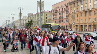 Belarusian Protesters Head To Independence Square To Call For Lukashenkos Resignation Afp