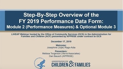 Step-by-Step Introduction to the FY 2019 Performance Data Form – Modules 2 & 3 -Performance Measures
