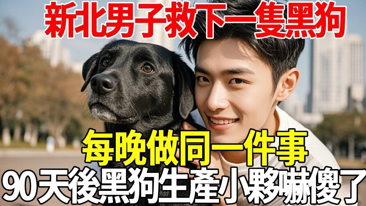 新北男子救下一隻黑狗，每晚做同一件事，第90天黑狗竟懷孕，生產當天小夥嚇傻了！