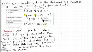 Determine whether the equation has one solution, No solution, or infinitely many solutions- #4 -