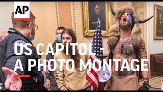 Photo montage from a violent day at the US Capitol