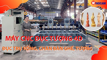 Ứng dụng máy CNC 4 trục chuyên đục tượng gỗ, trụ cầu thang,...