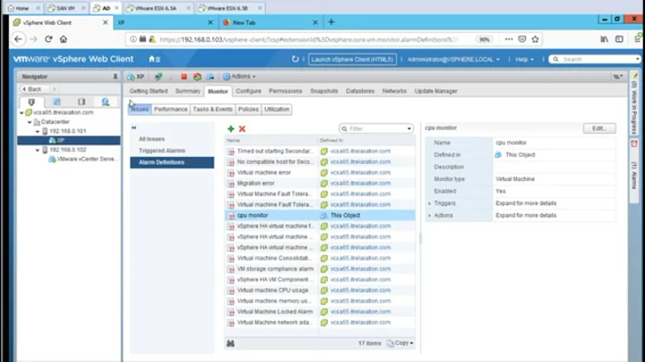 Create Custom Alarms and Notification in VMware vSphere 6.5 Web Client - Part 12