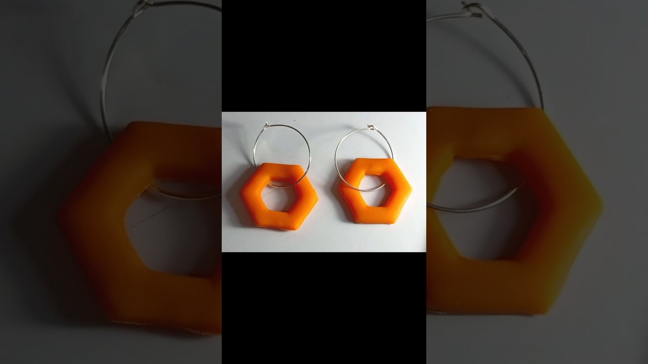✨🐝 Chic Hexagon Earrings: Handcrafted with SHILPEY Air Dry Polymer Clay! 🎨💎 #diy #art #viralvideo