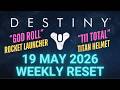 A "GOD ROLL" rocket Destiny 1 WEEKLY RESET Vendor and Faction Inventory, Weapons and Armor Loot