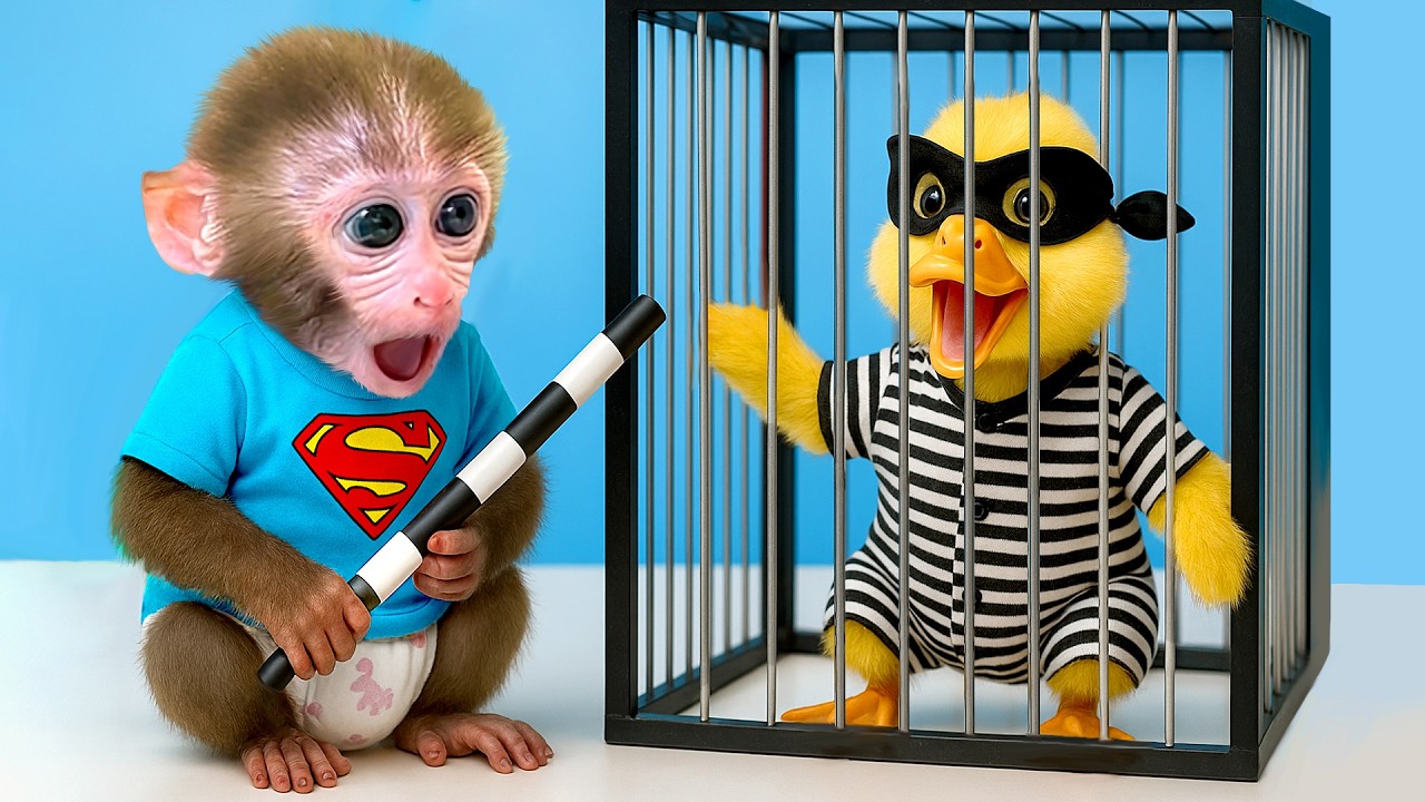 Affe BonBon rettet ein süßes Entlein im lustigen Freizeitpark