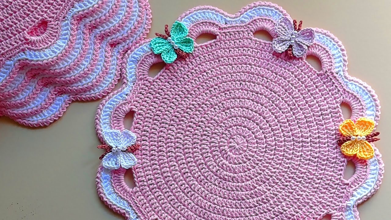 SOUSPLAT DE CROCHÊ MODELO BORBOLETAS