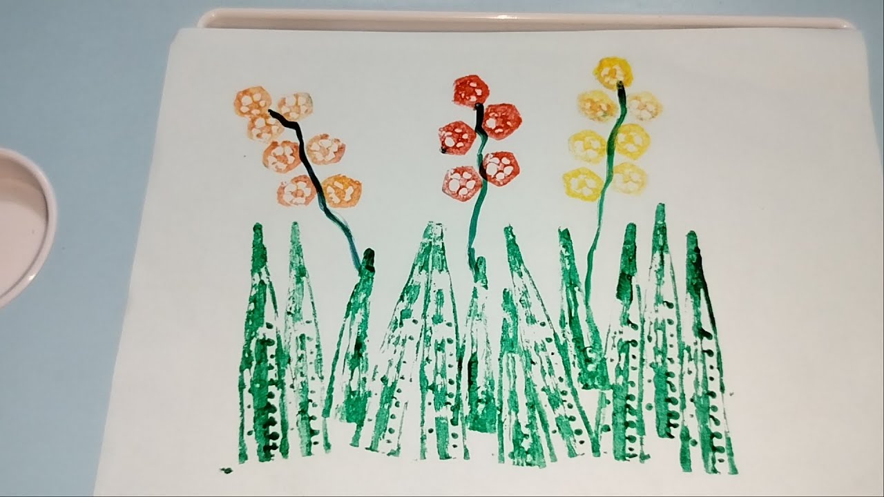 Beautiful flowers with lady finger | fun painting Activity Lady finger Painting |