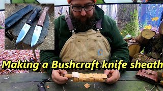 Making a wood and Birch bark Bushcraft knife sheath