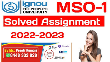 #ignou MSO 1 Free solved assignment 2022-2023 info By Study Zone
