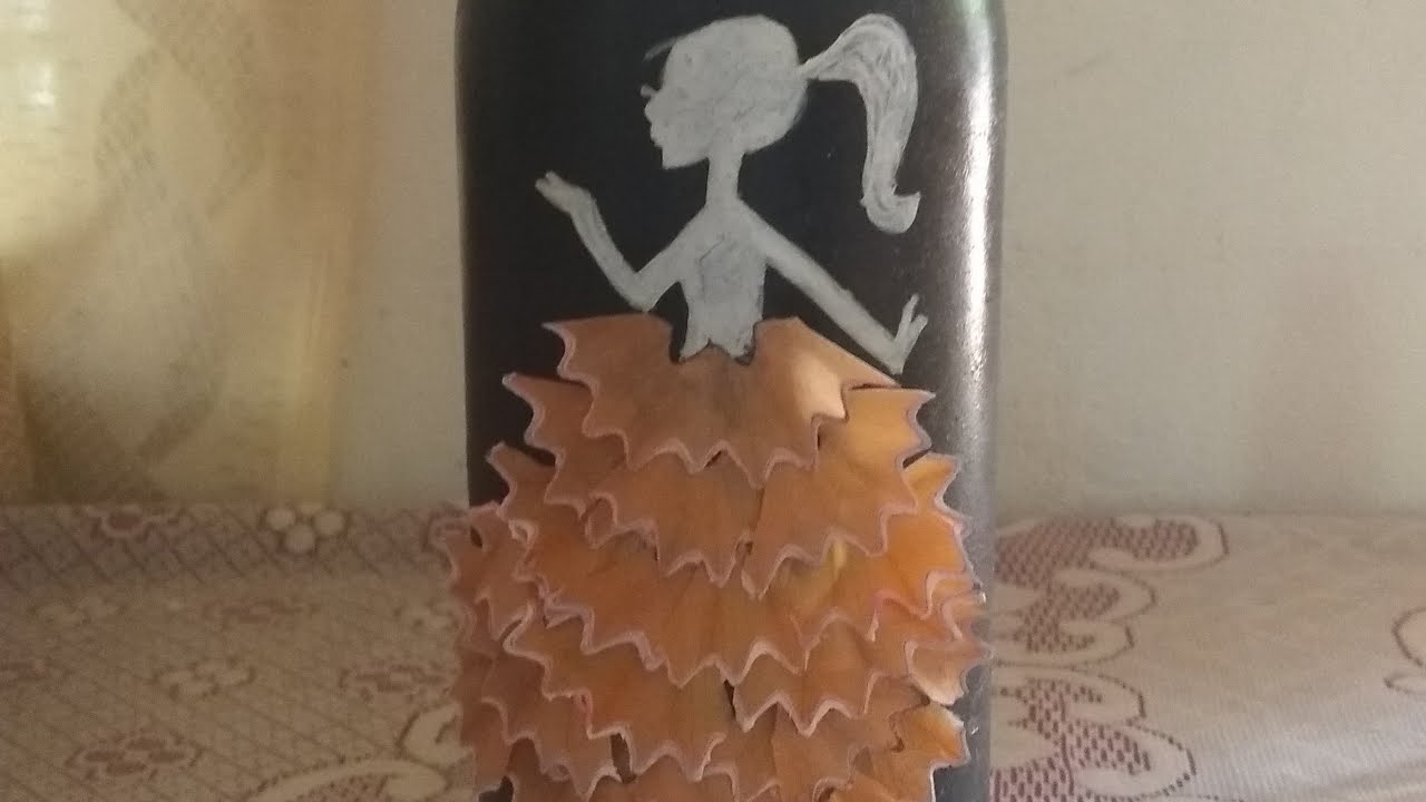 Simple Bottle Art Using Pencil Waste Art World of Maria YouTube