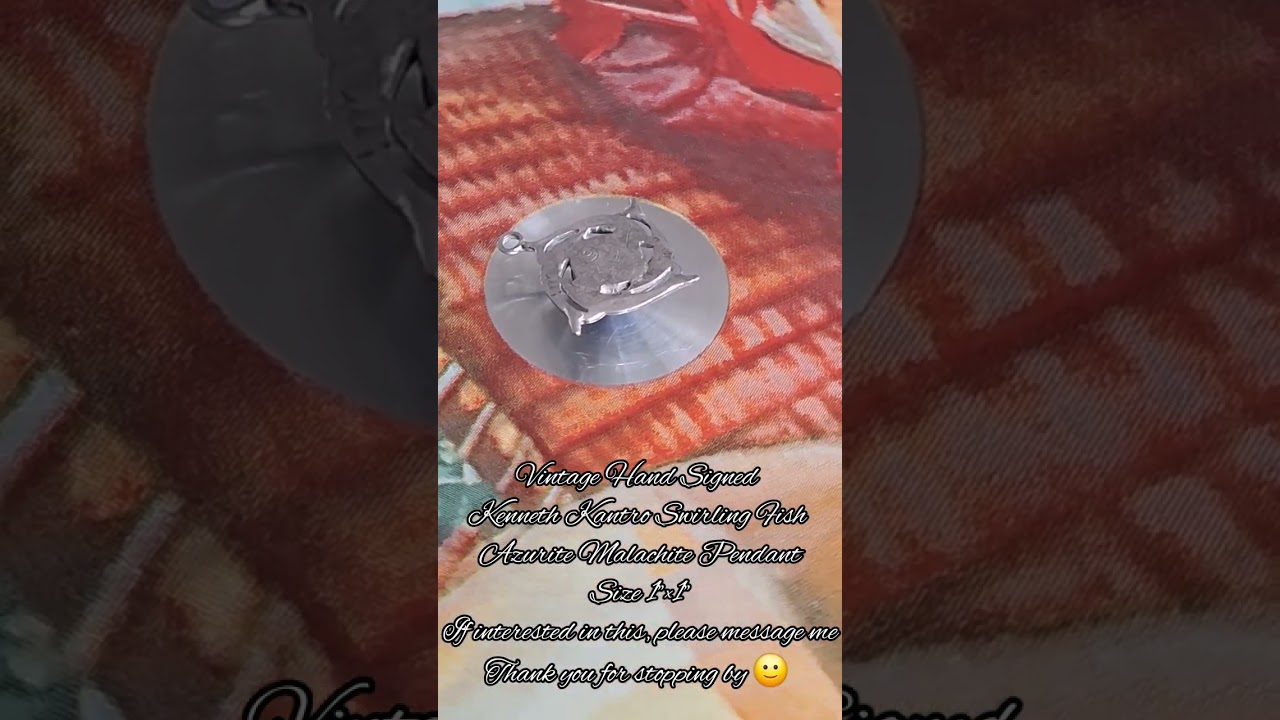 Signed Kenneth Kantro Swirling Fish Azurite Malachite Pendant 