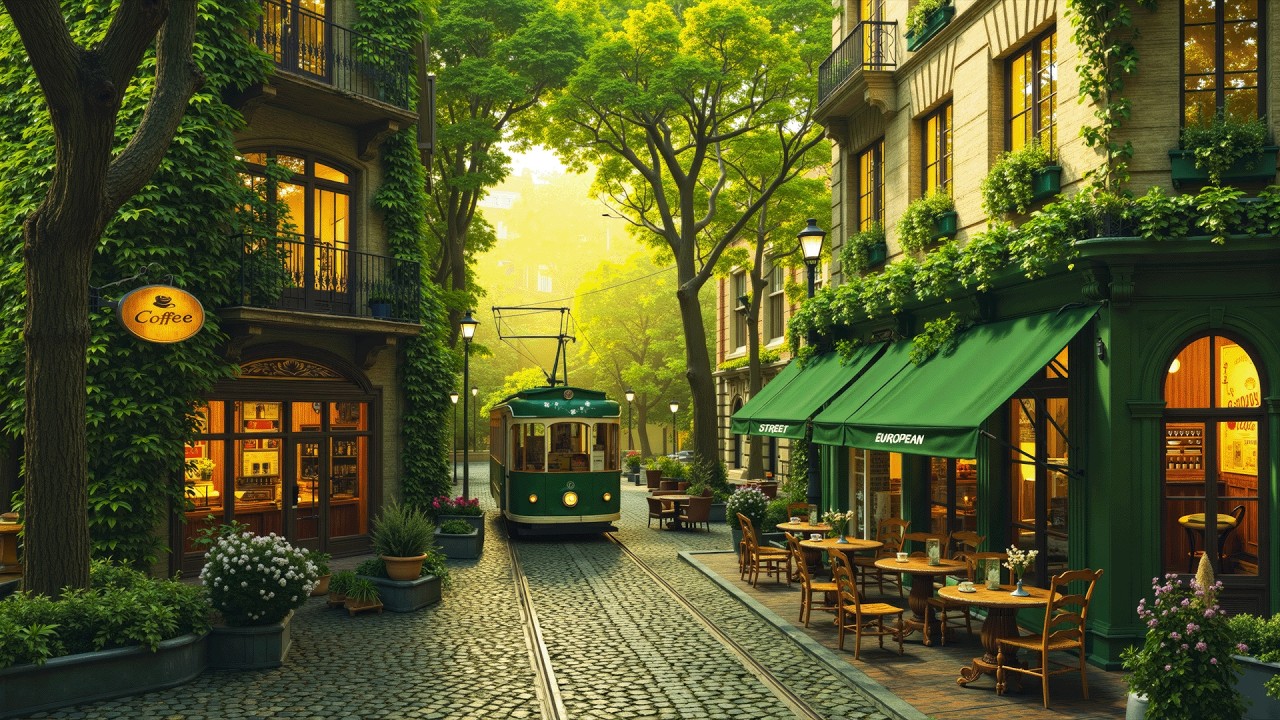 Morning Jazz Music | Outdoor Coffee Shop Ambience with Background Jazz for Focus & Chill