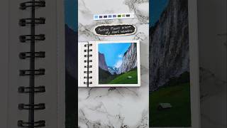 easy scenery painting ideas // mountain landscape ⛰️🎨 #ytshorts #art #explore #sketchbookart #fypシ゚