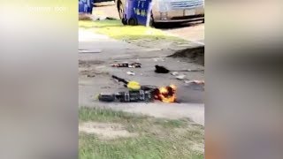 Video Shows Vandals Cutting Electric Scooters in Half and Setting Them on Fire in Virginia