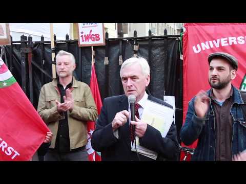 There is power in the IWGB!: Bragg and McDonnell join outsourced University of London Workers