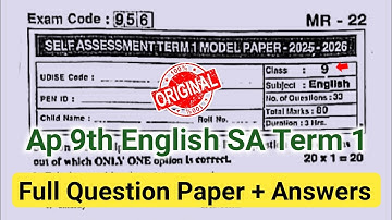 💯Ap 9th class English Sa1 question paper and answers 2025|9th class English SA Term 1 answer key