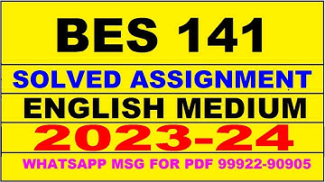 bes 141 solved assignment 2023-24 | bes 141 solved assignment in english 2024 | bes 141 2024