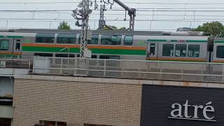 JR東日本E233系3000番台初期横コツE-01編成+横コツE-72編成1895E上野東京ライン・東海道線普通平塚行き上野駅前通過