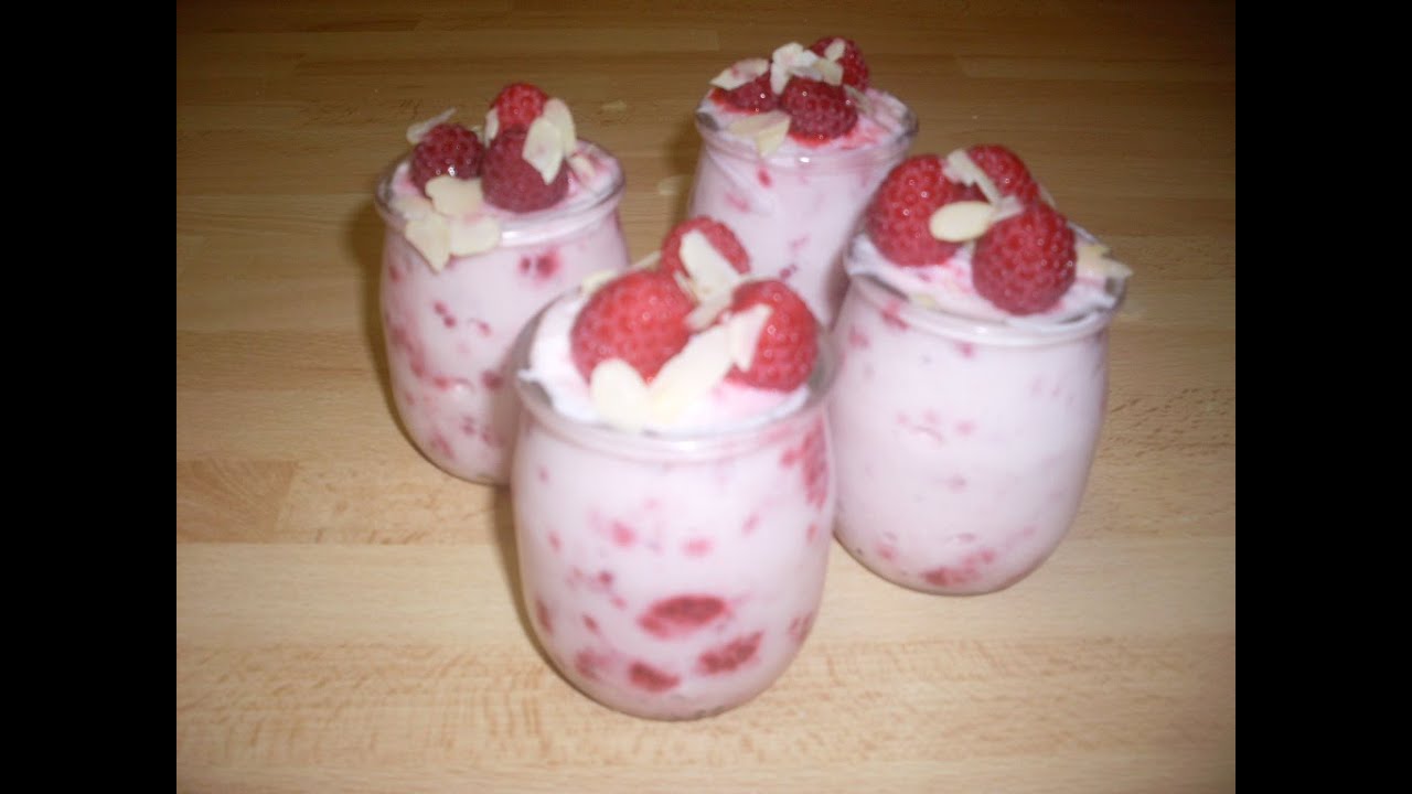 Comment Faire De La Glace Au Yaourt Nature Et Aux Framboises Facilement Youtube