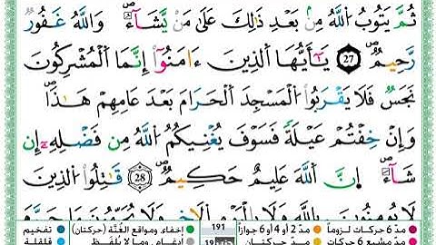 قراءة خاشعة ومؤثرة لسورة التوبة  مكتوبة  برواية  ورش  عن  نافع