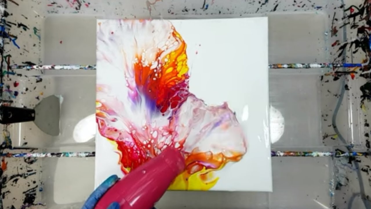 Dutch Pour with SILICONE and CELLS! ⭐️ Fun Acrylic Pouring Experiment ...