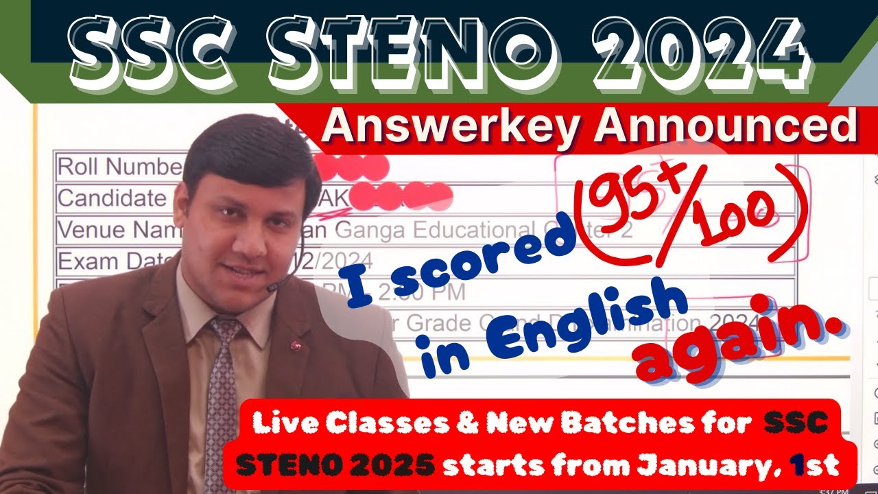 SSC STENO ANSWERKEY ANNOUNCED I BEST TIPS BY DEEPAK SIR I SSC STENO 2025 