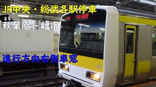 【車窓】JR中央・総武線各駅停車　秋葉原～新宿　右側車窓