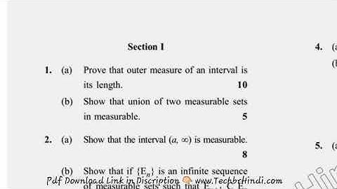 MSc Mathematics 8th Sem Measure & Integration Question Paper
