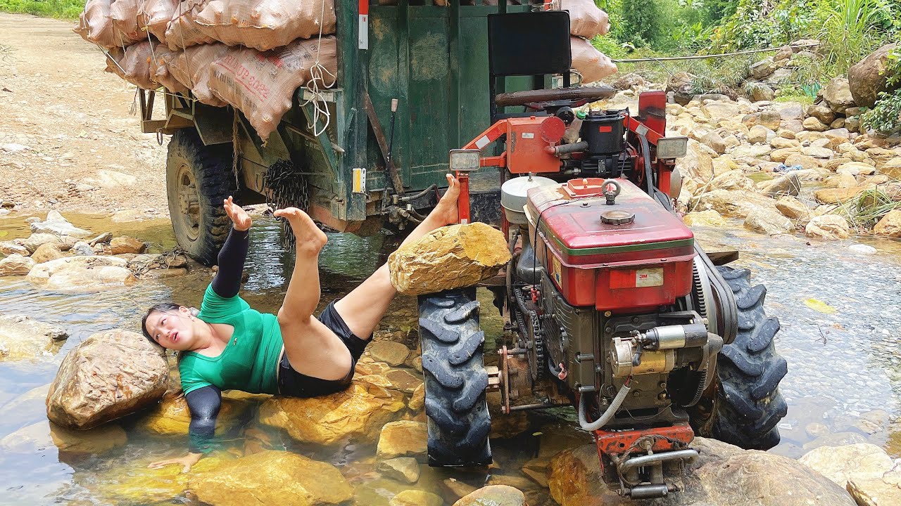 agricultural vehicles transporting overloaded loads of corn and timber