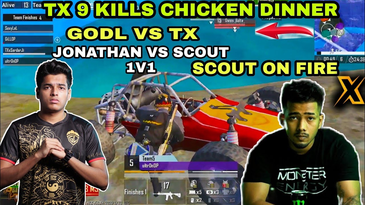 TX 9 KILLS CHICKEN DINNER 💥 JONATHAN VS SCOUT 1V1🇮🇳 SCOUT ON FIRE
