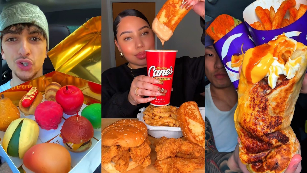 TIKTOK Mukbang Compilation | Cane's, Taco Bell, Wingstop, Chipotle, McDonald's & More!