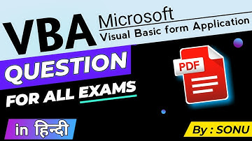 VBA Questions and Answers in Hindi | Visual Basic for Application MCQ PDF for competitive exams