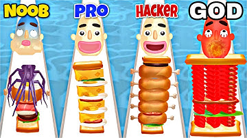 NOOB vs PRO vs HACKER vs GOD in Sandwich Runner