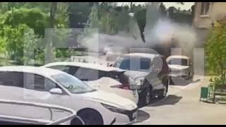 Moskova’da aracın patlama anı kamerada