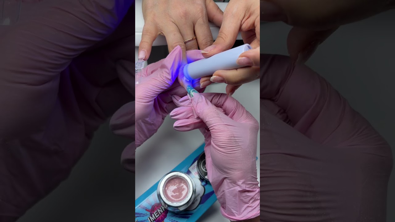 Процесс работы с клиентом. До-после. Укрепление ногтей на верхние формы 