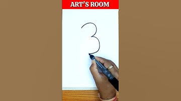 Easy Drawing with Number 3 | Cute Elephant Drawing for Beginners 🎨🐘 #shorts