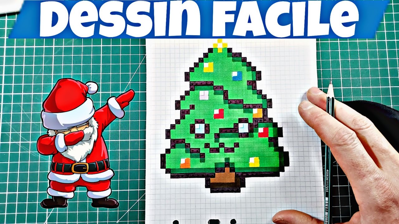 Comment dessiner un sapin de noël facile en pixel art - YouTube