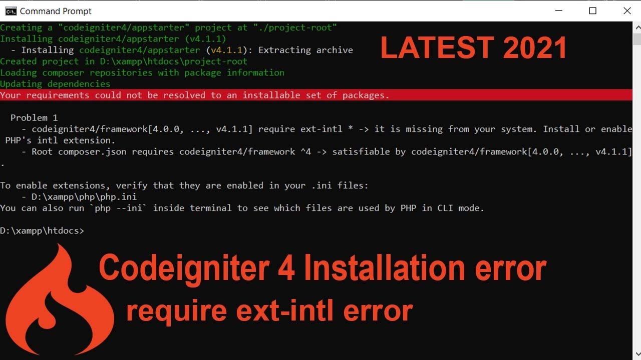 Codeigniter 4 Installation Error Intl Extension Missing