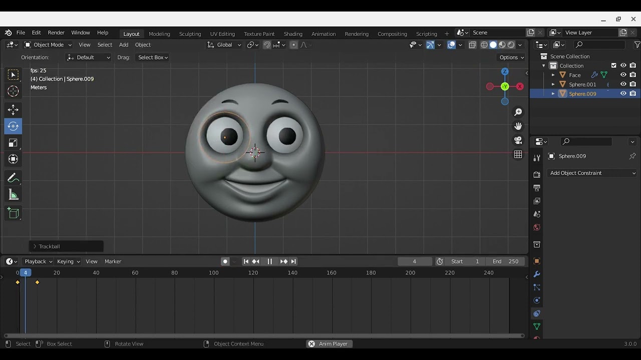 Blender tutorial how to rig eyes for thomas faces in blender 3.00
