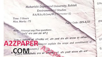 Mdu BA BCA BCOM 2nd sem EVS Question Paper